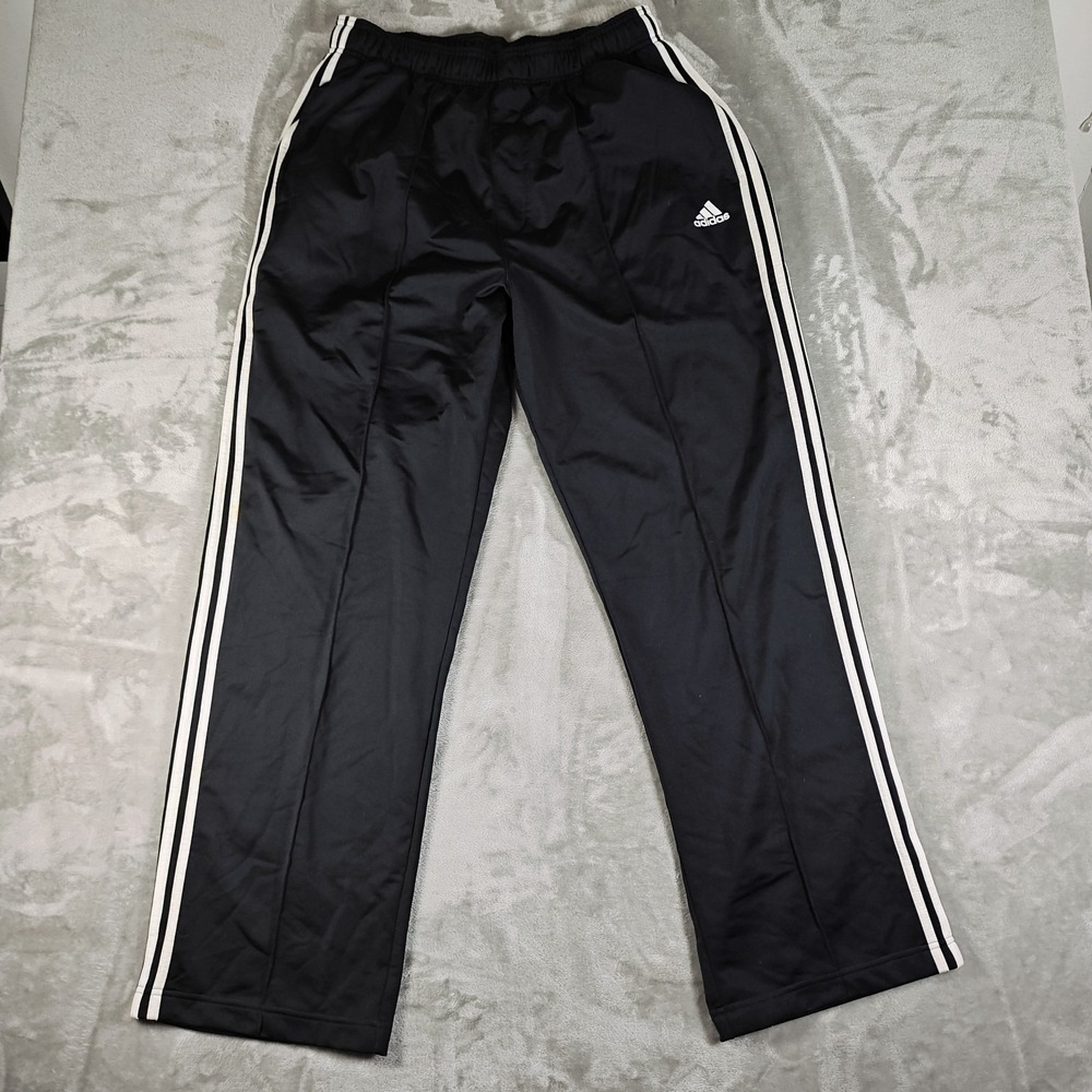 Vintage Adidas Track Pants Mens Large Black 3 Stripe Joggers Skater Baggy Y2K